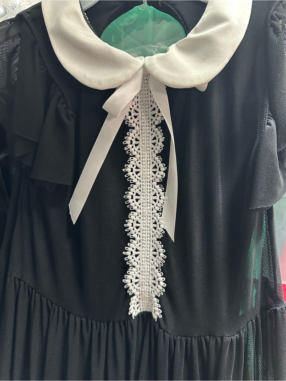 Weissman Black Dress with White Peter Pan Collar and Lace Bow